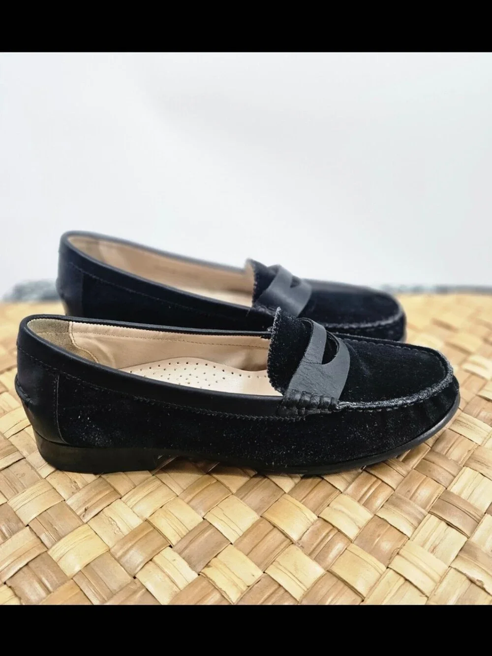 Cole Haan Penny Loafers Black Suede Size 8